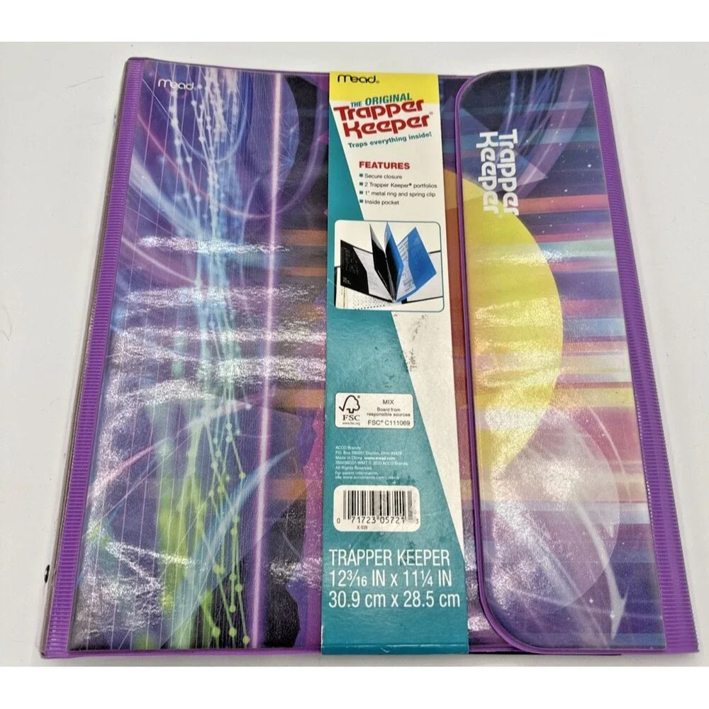 Mead Trapper Keeper Purple Sunset Binder Vintage Inspired 80s 90s Portfolio NEW